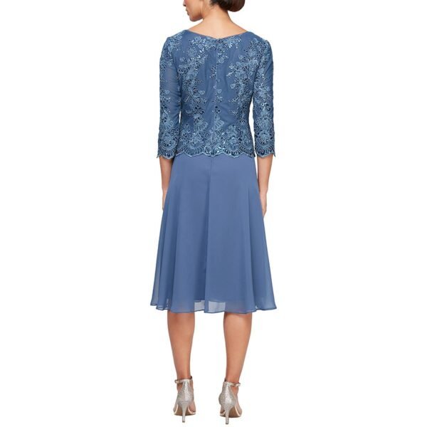 Alex Evenings Womens Embroidered Cocktail Midi Dress